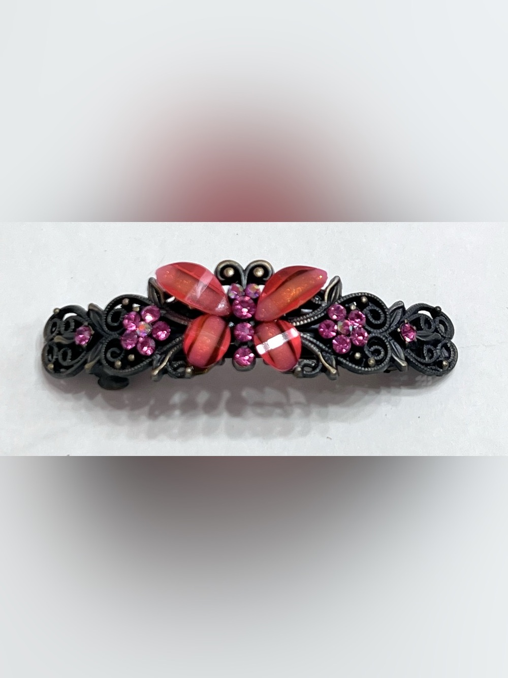 Pink Crystal Barrette